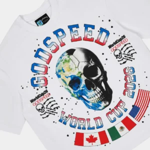 Transitional Season Streetwear: godspeed planet futbol white detail view