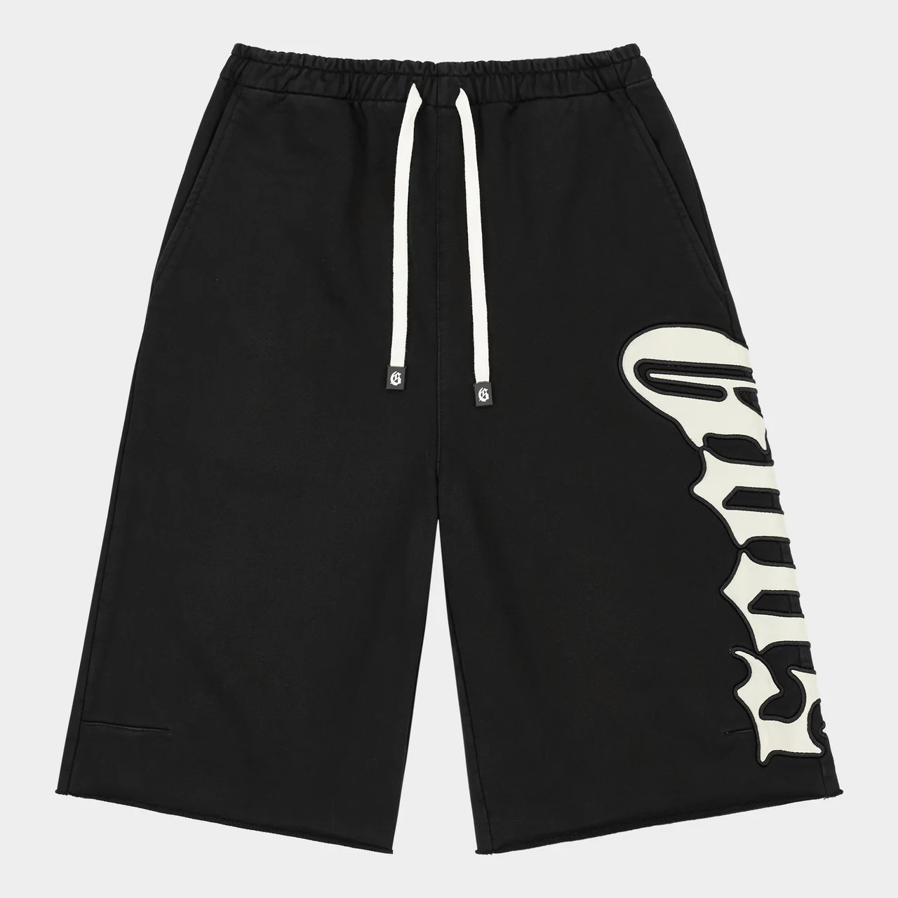 godspeed og logo 3qtr shorts black front view godspeed og logo 3qtr shorts black front view