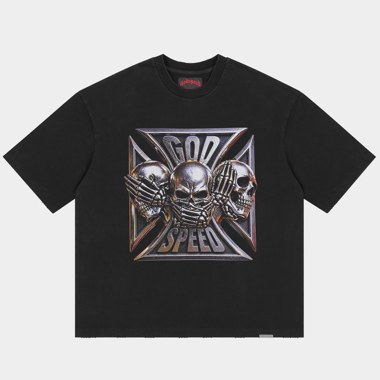 godspeed omerta t shirt black front view godspeed omerta t shirt black front view