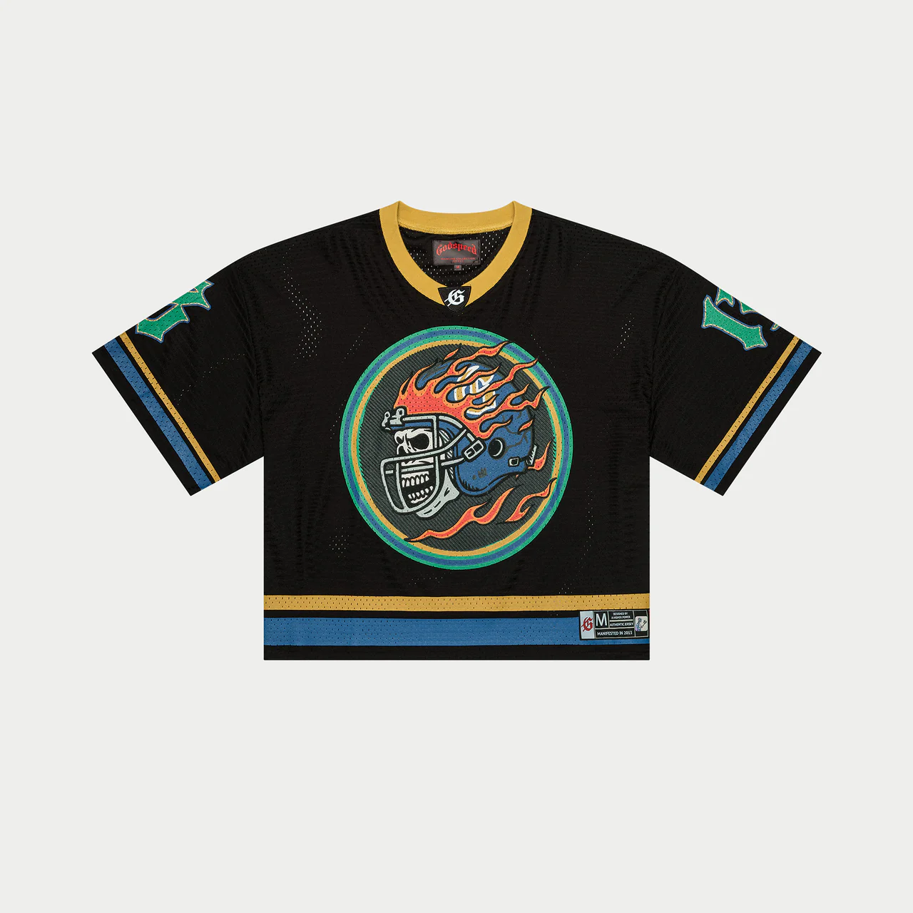 godspeed first down jersey black yellow blue front view godspeed first down jersey black yellow blue front view