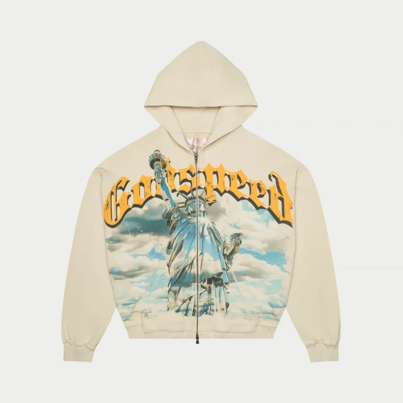 godspeed Hoodie chrome liberty zip hoodie bone front view