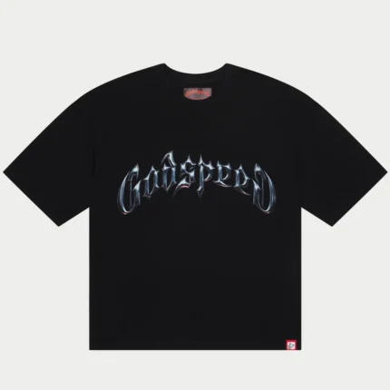 godspeed symmetrical logo tee black front view
