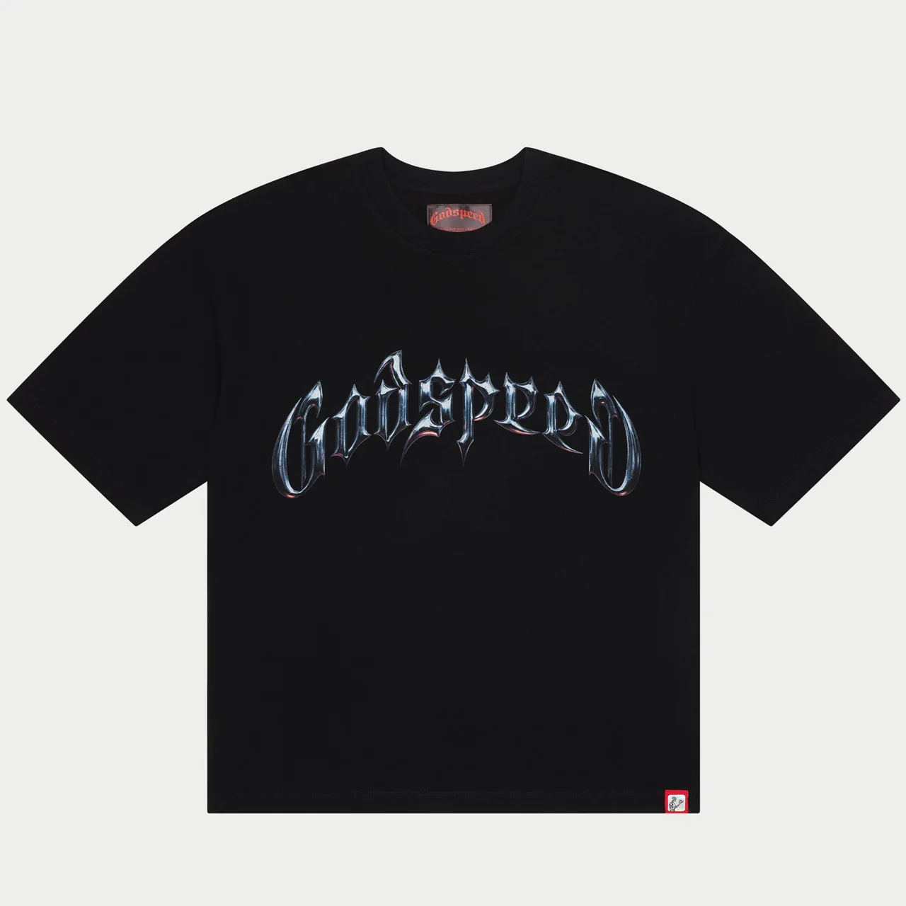 godspeed symmetrical logo tee black front view godspeed symmetrical logo tee black front view