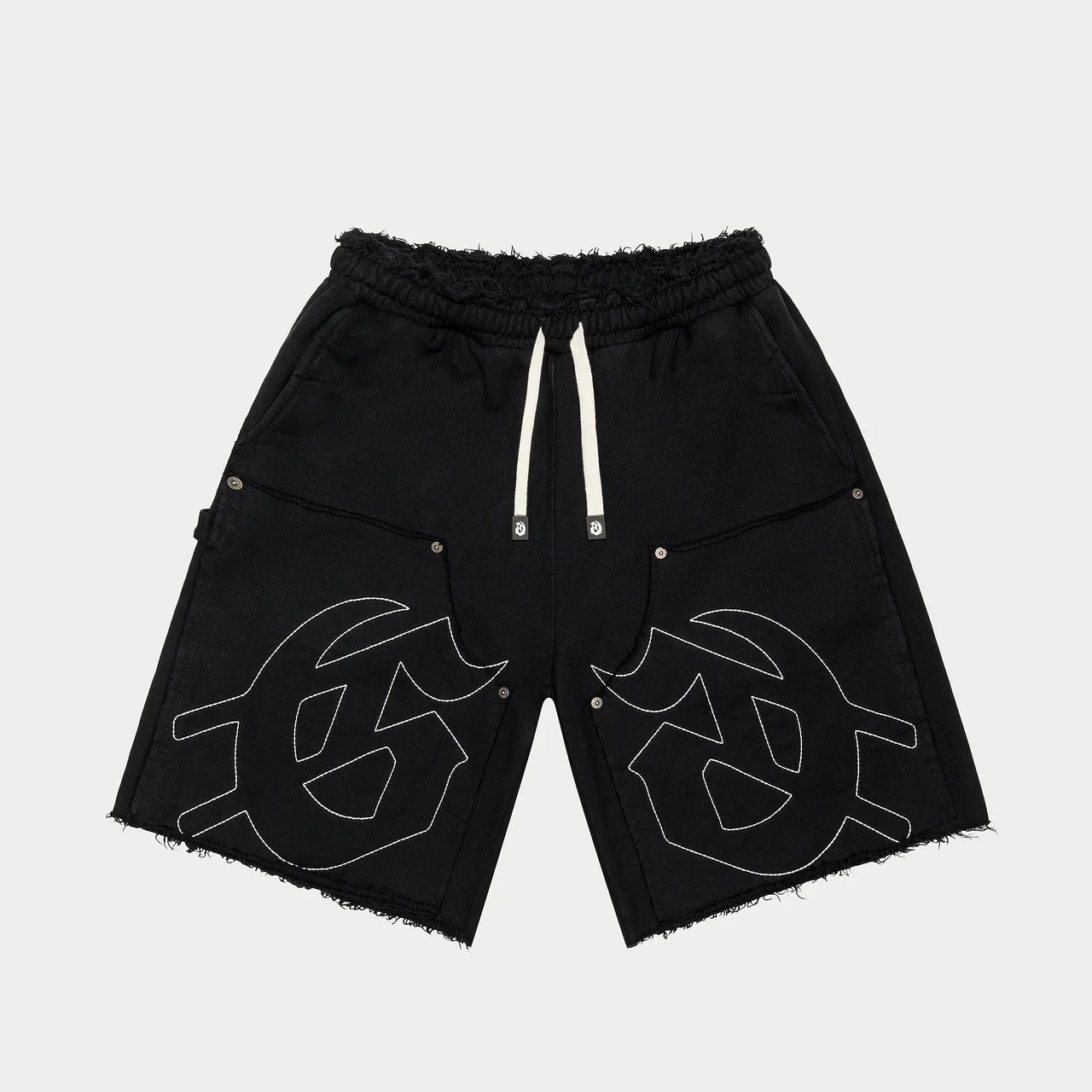 godspeed carpenter distressed shorts black front view godspeed carpenter distressed shorts black front view