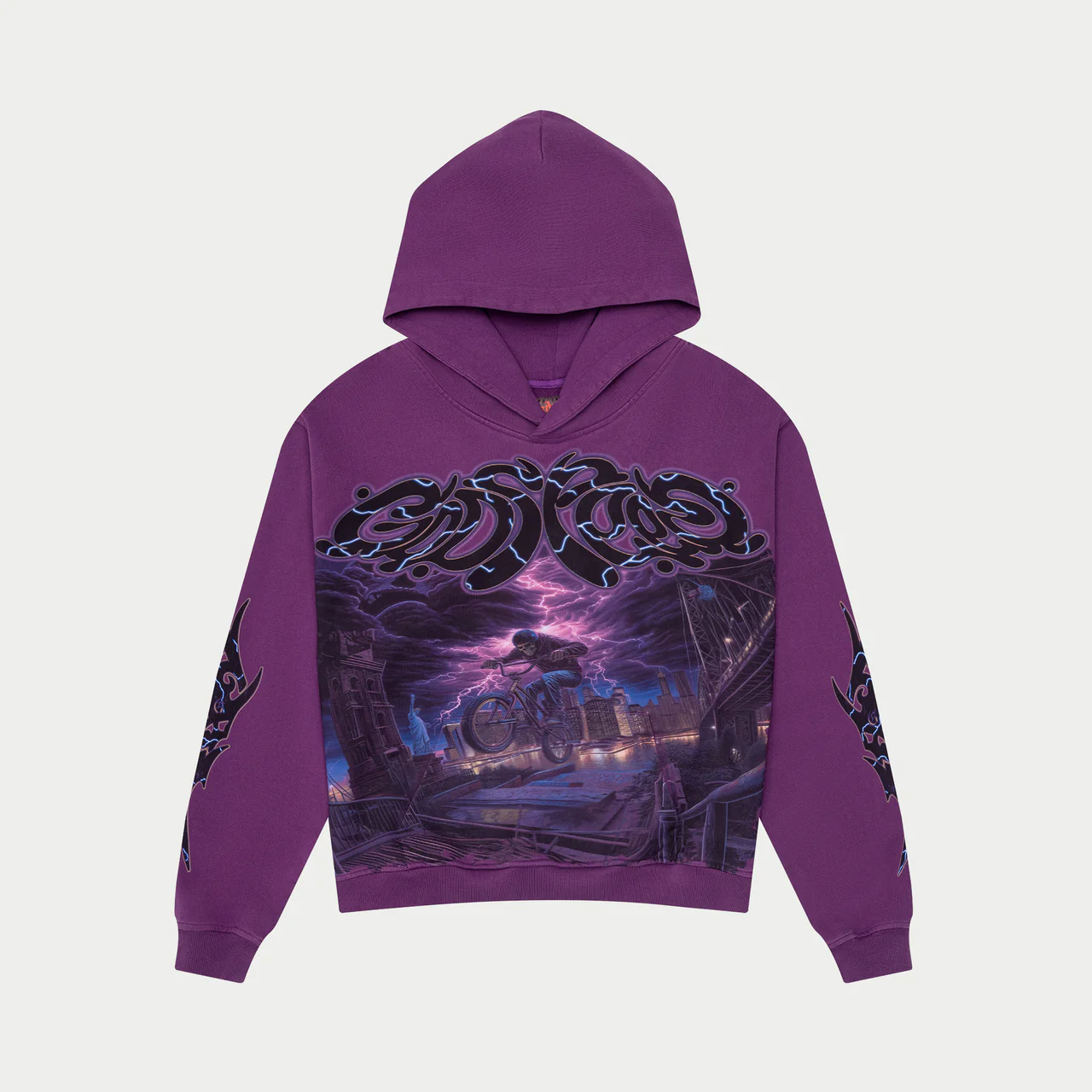 godspeed b.m.x. hoodie purple front view godspeed b.m.x. hoodie purple front view