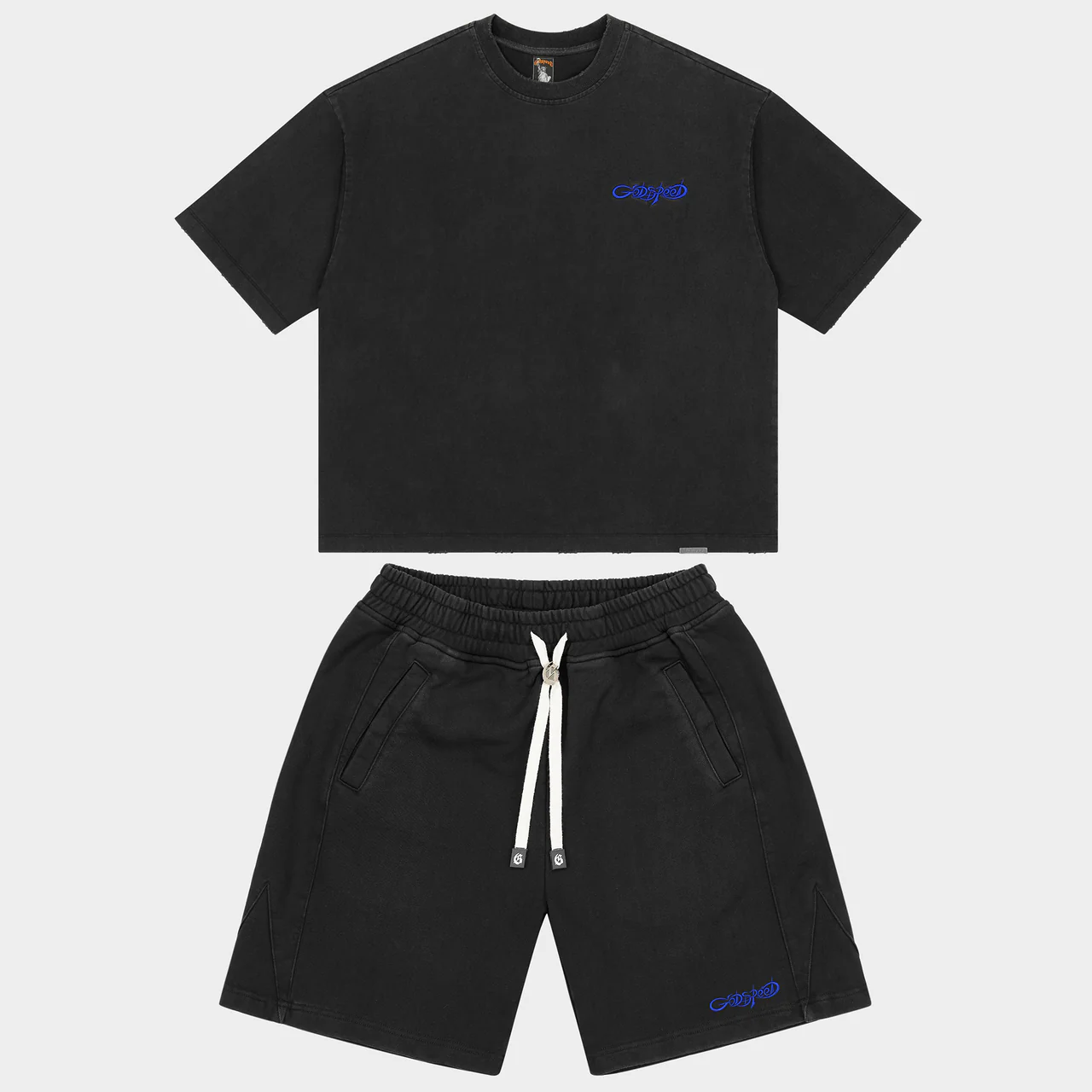 godspeed vital newage shorts black blue front view godspeed vital newage shorts black blue front view