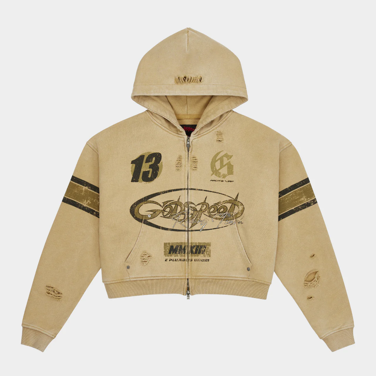 godspeed speedway zip hoodie sand front view godspeed speedway zip hoodie sand front view