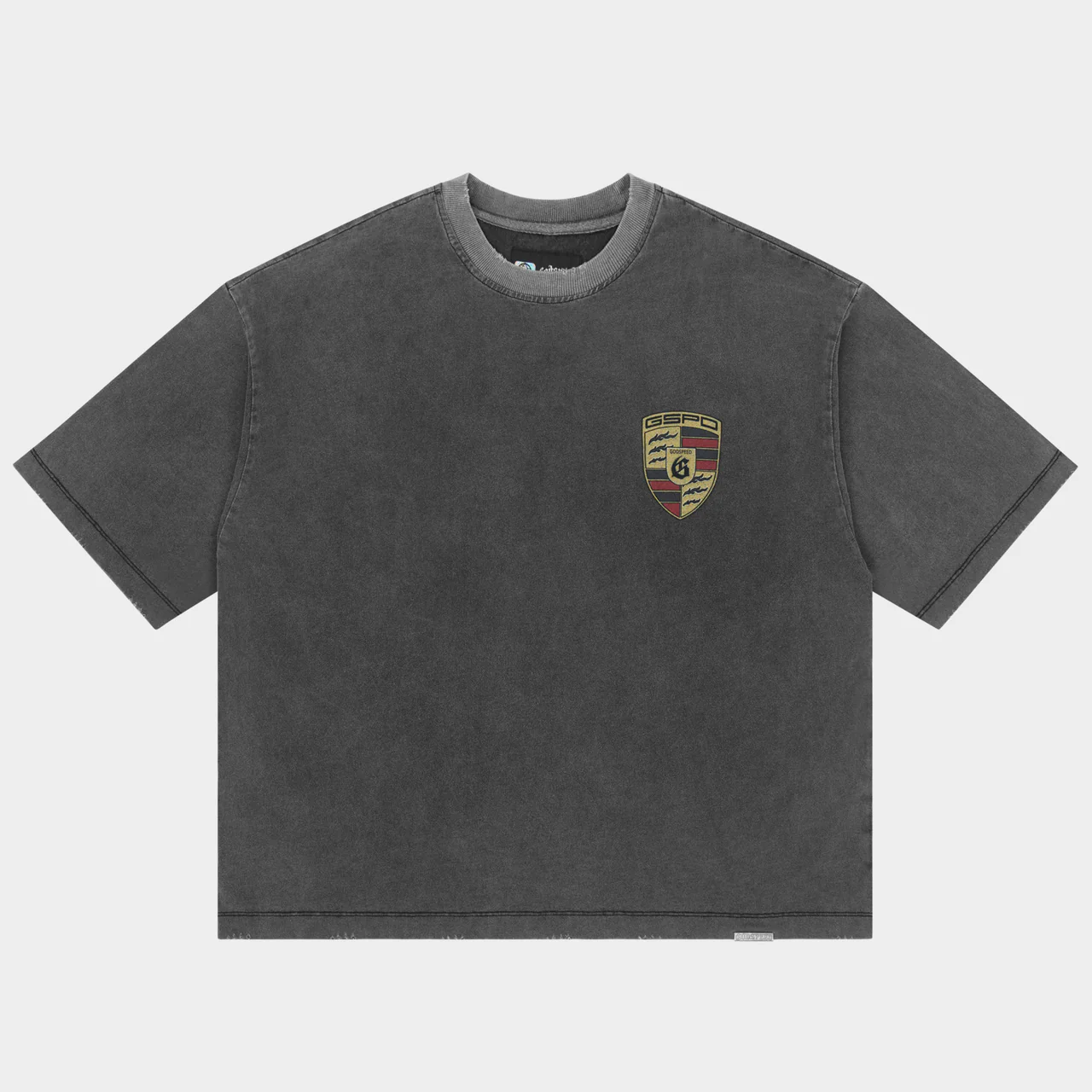 godspeed insignias tee grey wash front view godspeed insignias tee grey wash front view