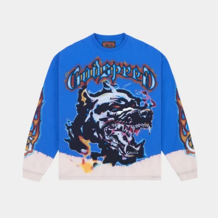 godspeed off the leash ls tee royal front view