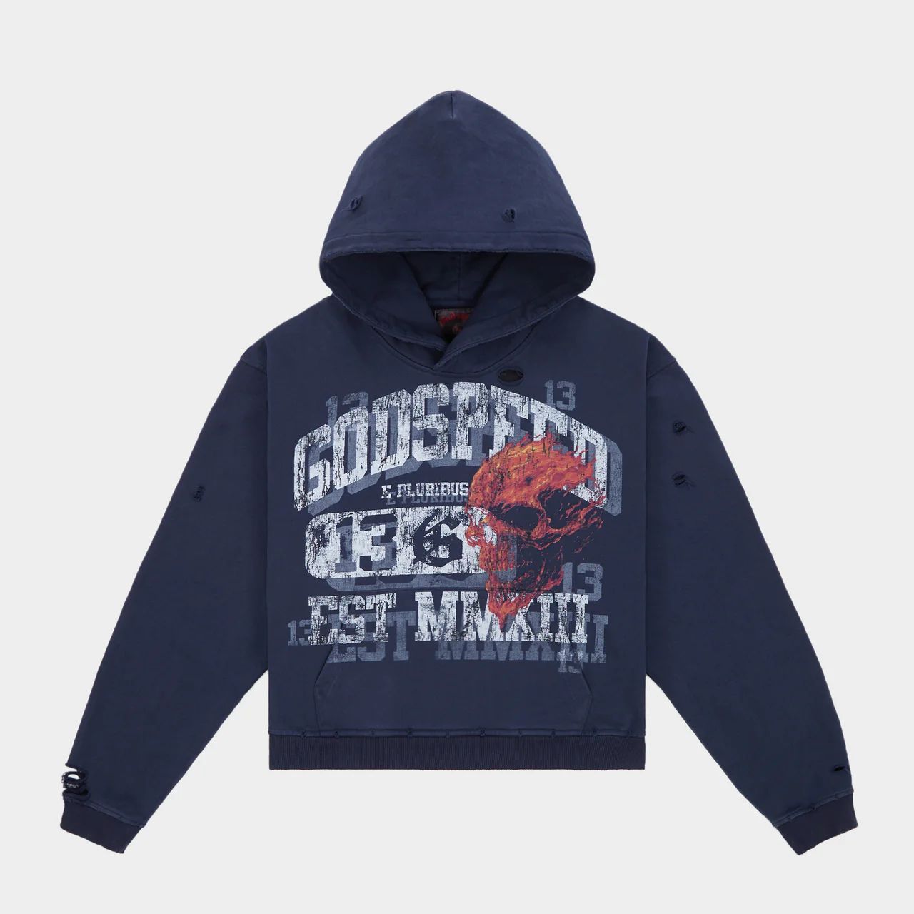 godspeed seeing double hoodie navy front view godspeed seeing double hoodie navy front view