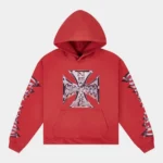 godspeed chrome motto hoodie red wash front view