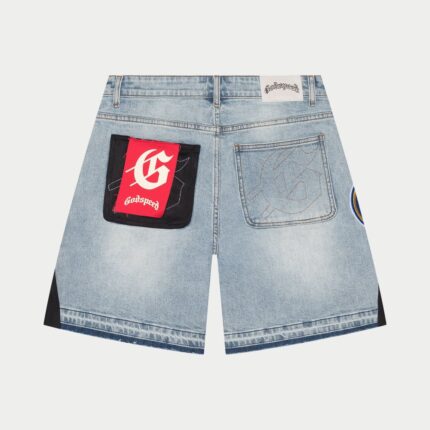 Patchwork Denim Shorts V2 Blue back view